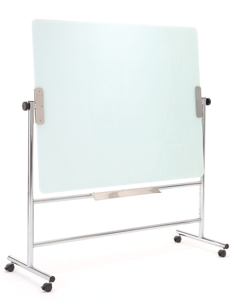 Szklana tablica suchościeralna GLENDA, obrotowa, 1500x1200 mm, biały