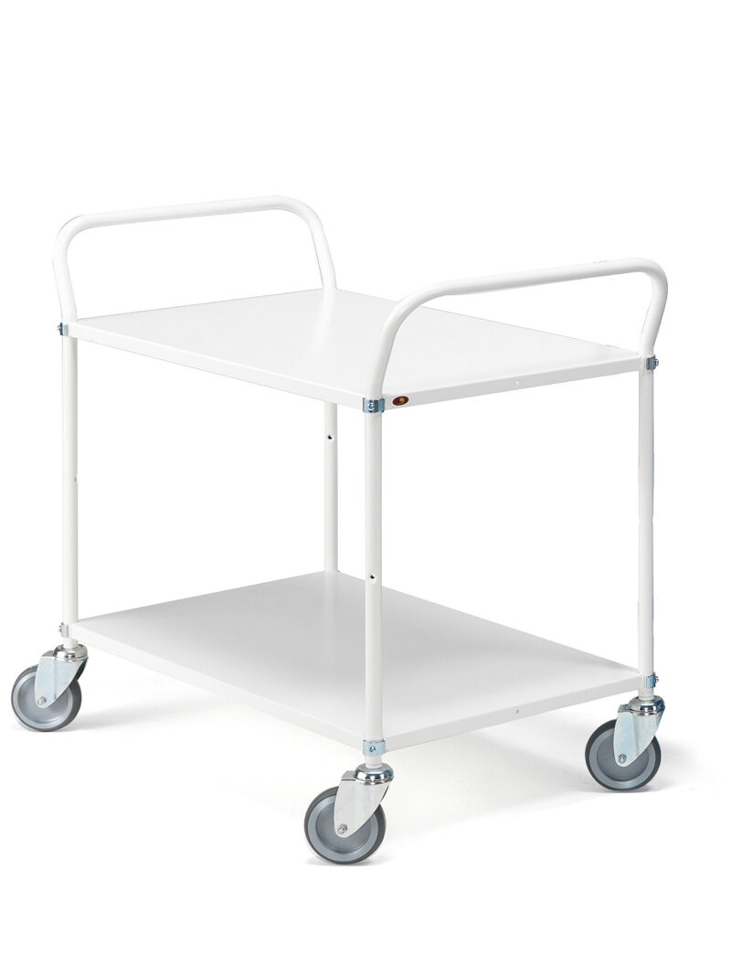 Wózek SHUTTLE z półkami, 2 półki, 200 kg, 950x550x940 mm, biały
