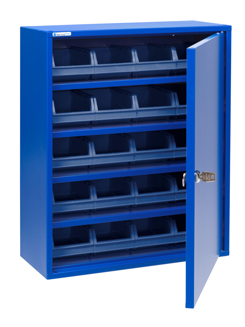 Szafka warsztatowa SERVE z pojemnikami, 580x470x205 mm, niebieski
