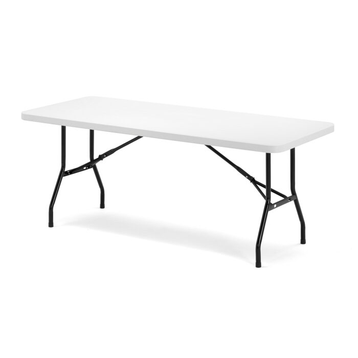 Stół KLARA, składany, 1830x760x745 mm, biały, czarny