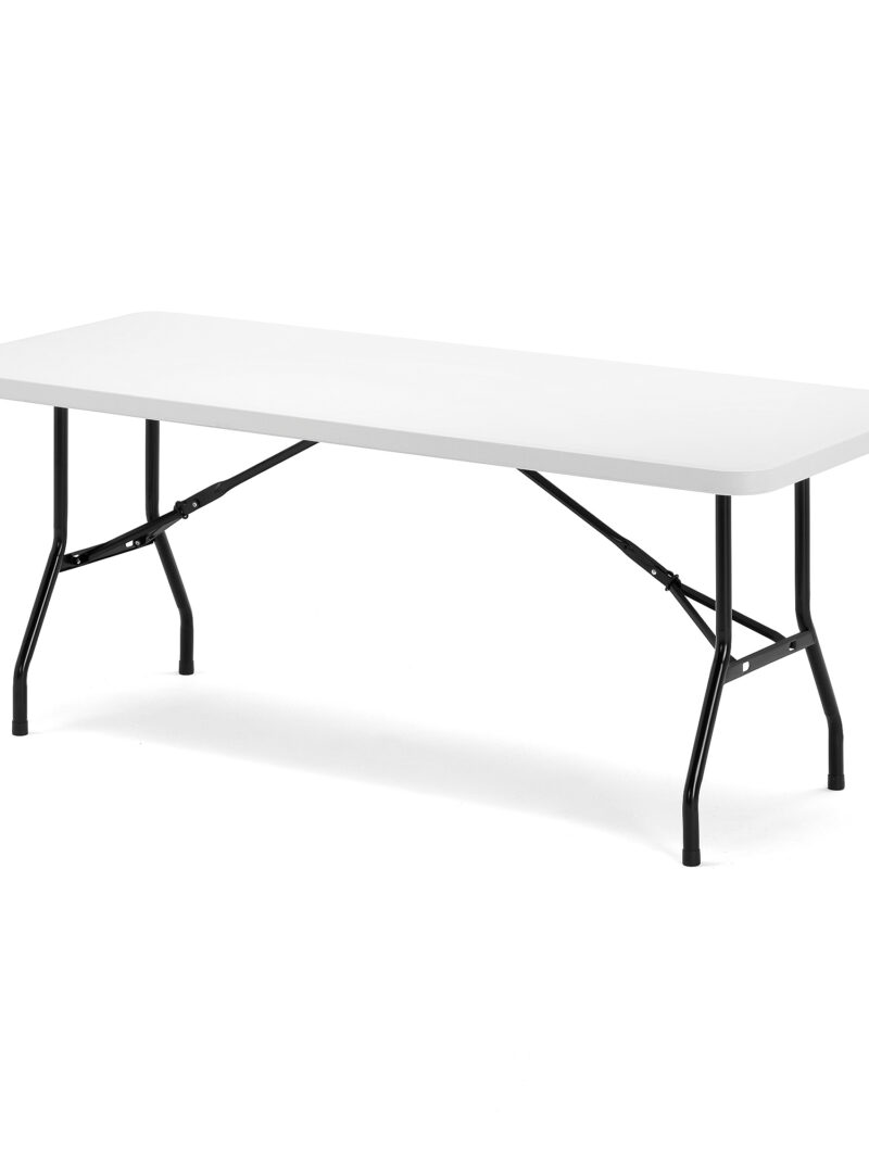 Stół KLARA, składany, 1830x760x745 mm, biały, czarny