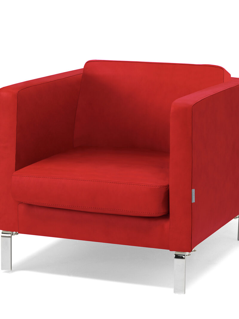Fotel wypoczynkowy NEO, skóra naturalna, czerwony