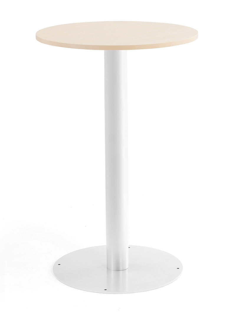 Stół barowy ALVA, okrągły, Ø700x1100 mm, brzoza, biały