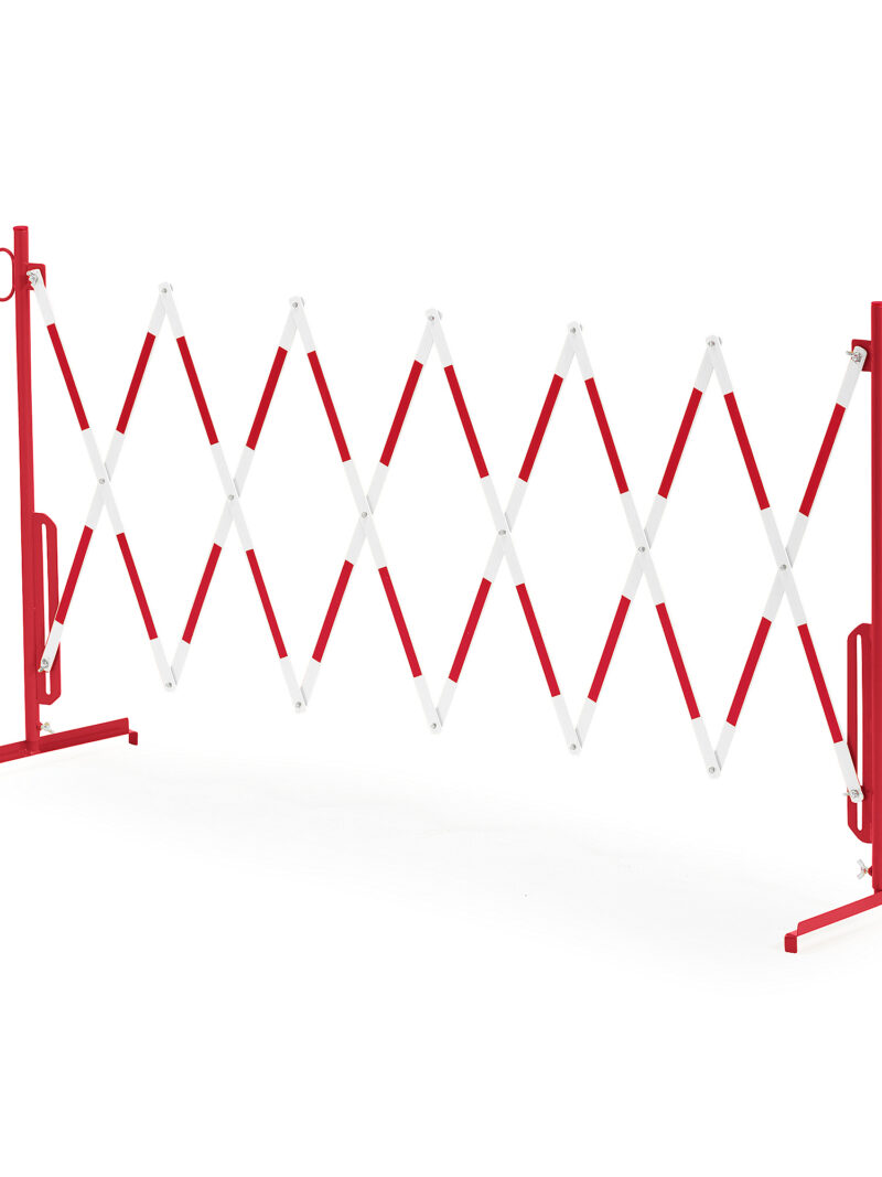 Bariera odgradzająca, składana, bez kół, 3000 mm, biało-czerwony