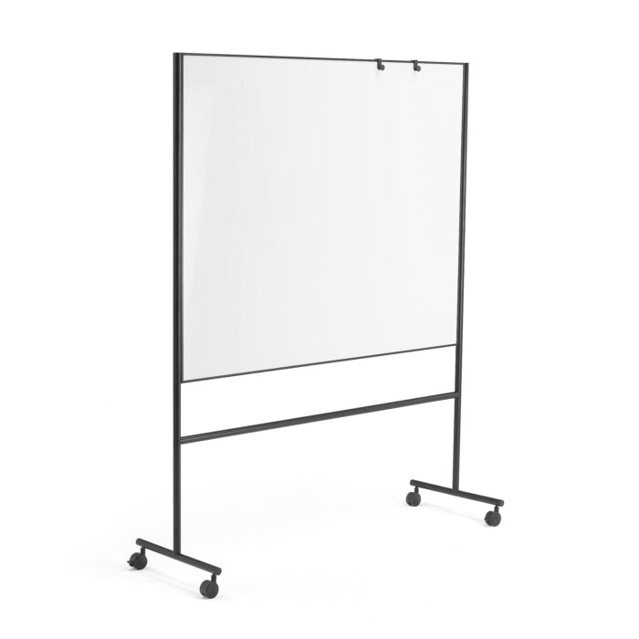 Mobilna tablica suchościeralna EMMA, dwustronna, 1500x1200 mm, rama czarny