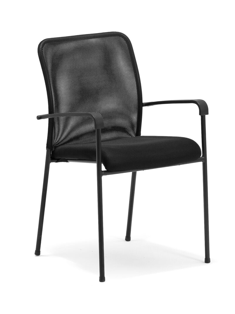 Krzesło konferencyjne HALIFAX, oparcie z siatki, czarny, czarny