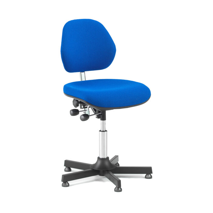 Krzesło warsztatowe AUGUSTA, 475-600 mm, niebieska tkanina