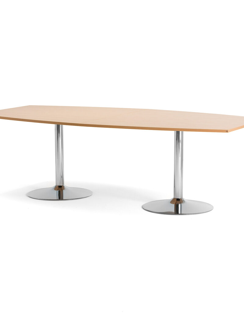 Stół konferencyjny FLEXUS, 2400x1200x750 mm, buk, chrom