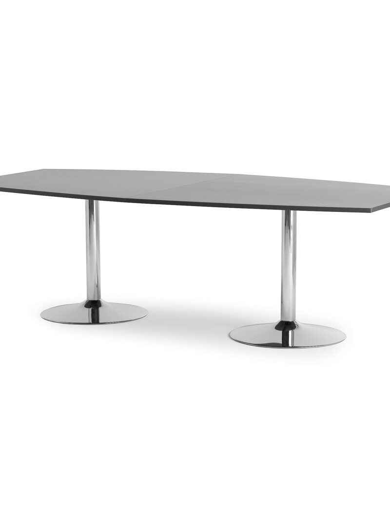 Stół konferencyjny FLEXUS, 2400x1200x750 mm, szary, chrom