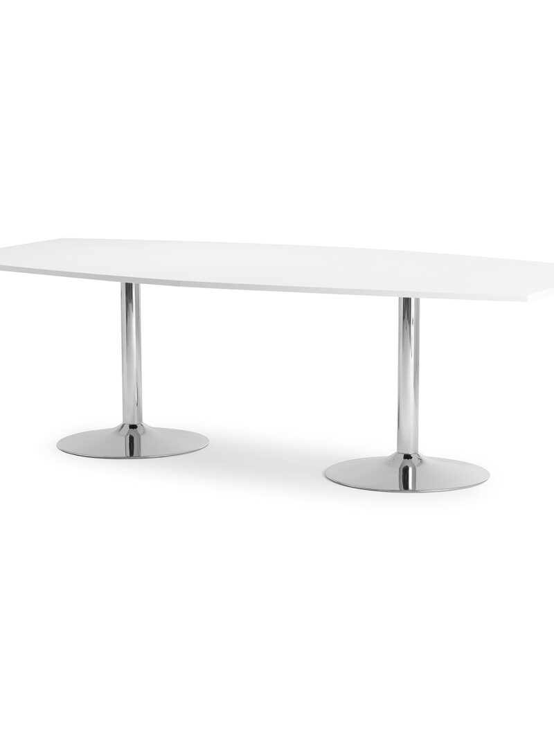 Stół konferencyjny FLEXUS, 2400x1200x750 mm, biały, chrom