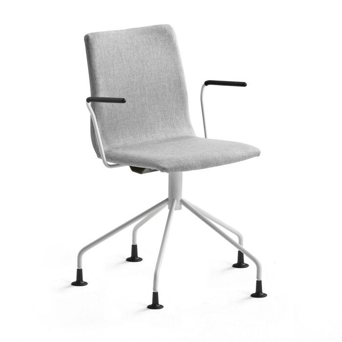 Krzesło konferencyjne OTTAWA, nogi pająka, podłokietniki, tkanina, srebrnoszary, biały