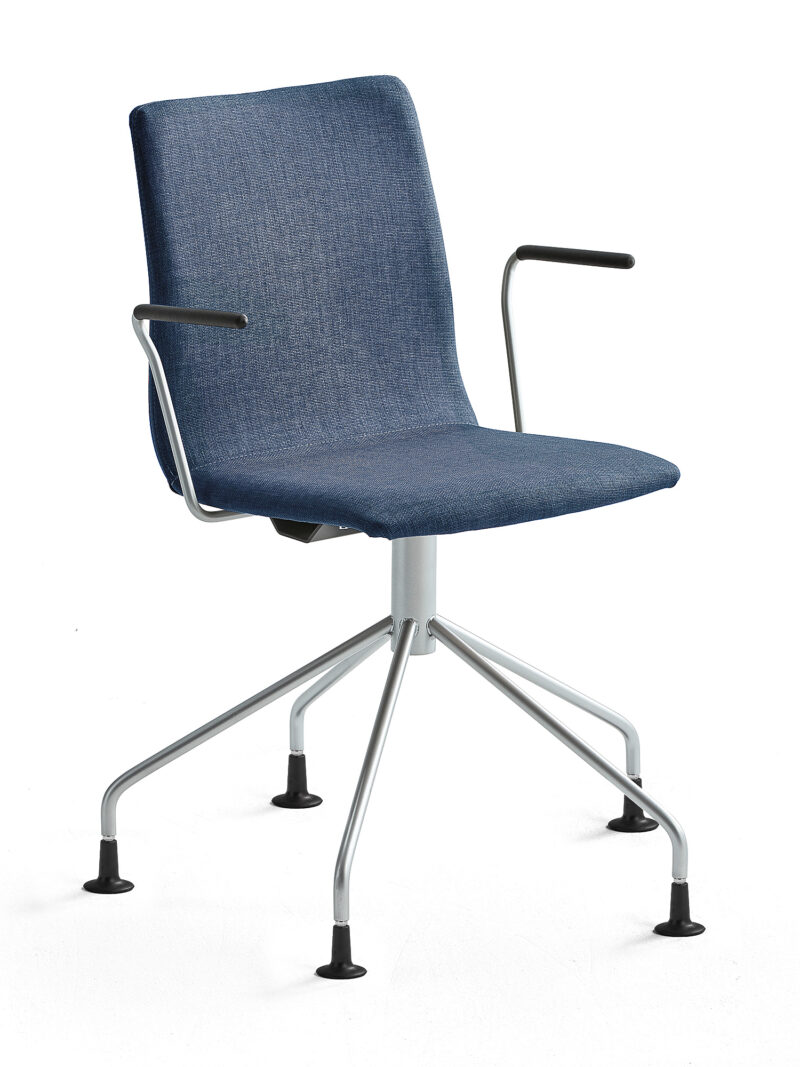 Krzesło konferencyjne OTTAWA, nogi pająka, podłokietniki, tkanina, niebieski, szary