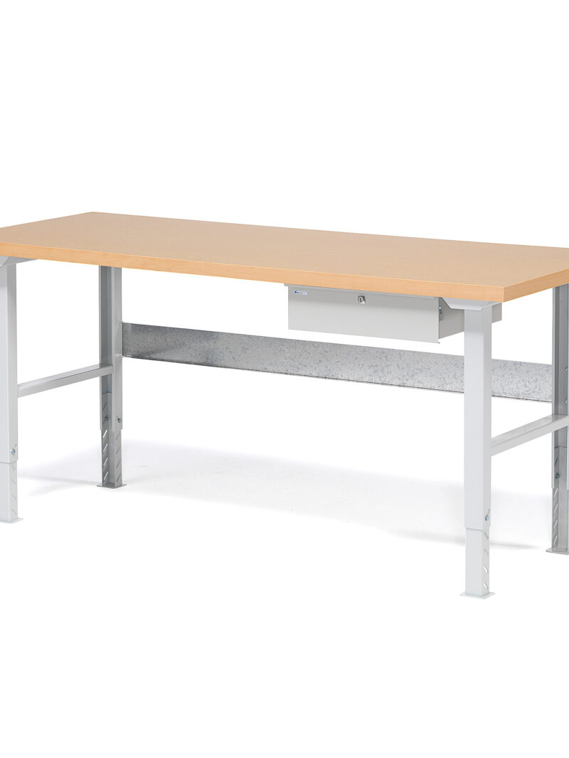 Stół warsztatowy ROBUST, z regulacją wysokości, 1 szuflada, 800x2000 mm