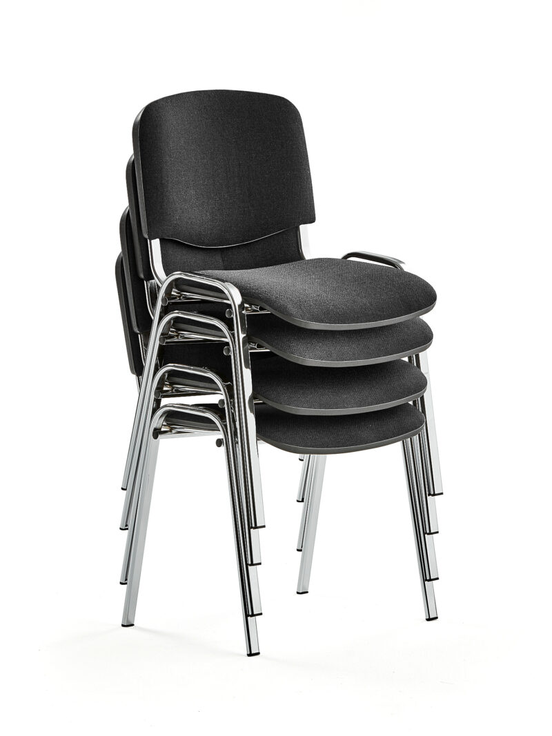 Krzesło konferencyjne NELSON, 4 szt., tkanina, czarny, chrom