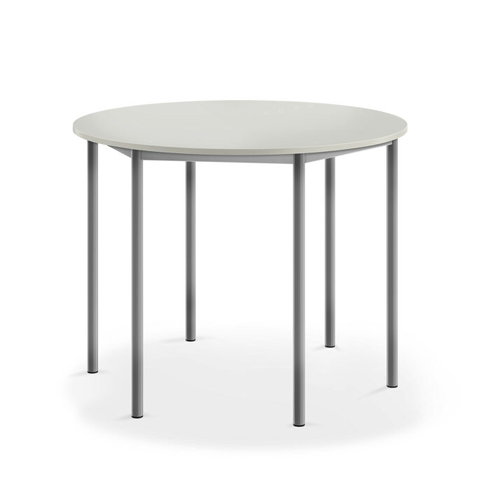 Stół SONITUS, okrągły, Ø1200x900 mm, szary laminat, szary aluminium