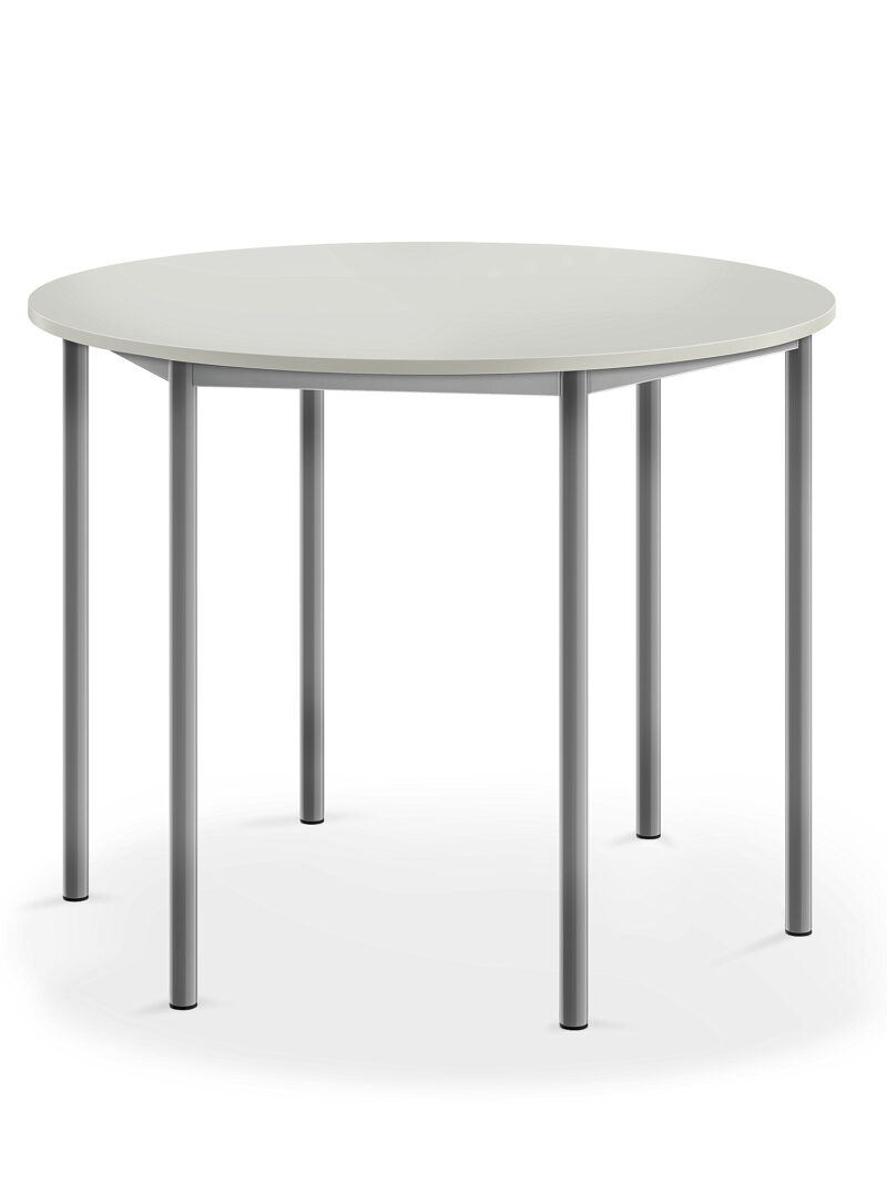 Stół SONITUS, okrągły, Ø1200x900 mm, szary laminat, szary aluminium