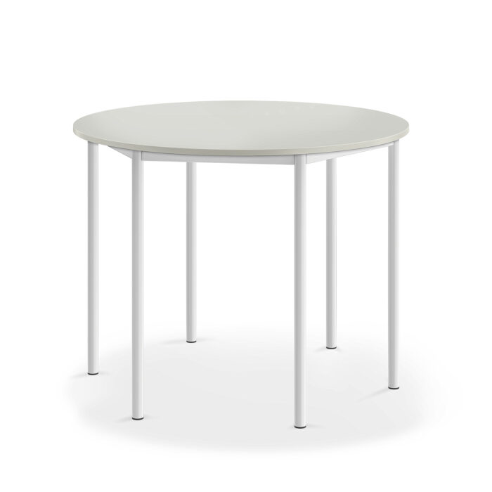 Stół SONITUS, okrągły, Ø1200x900 mm, laminat szary, biały