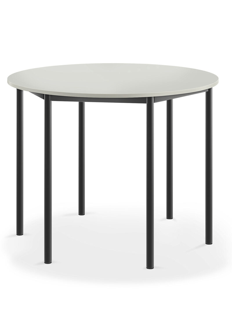 Stół SONITUS, okrągły, Ø1200x760 mm, szary laminat, antracyt