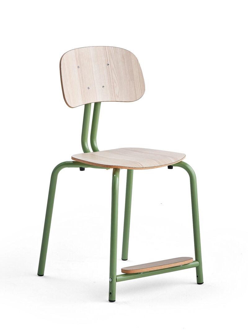 Krzesło szkolne YNGVE, 4 nogi, zielony, jesion, 500 mm