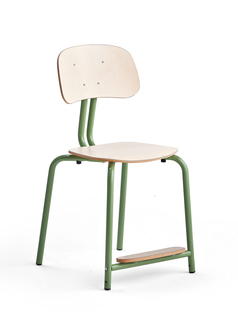 Krzesło szkolne YNGVE, 4 nogi, zielony, brzoza, 500 mm