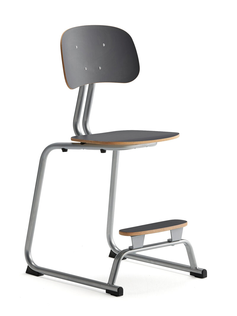 Krzesło szkolne YNGVE, na płozach, srebrny, antracyt, 520 mm