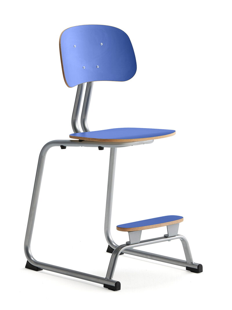 Krzesło szkolne YNGVE, na płozach, srebrny, granatowy, 520 mm