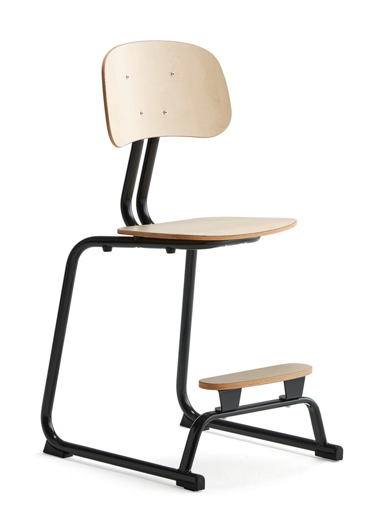 Krzesło szkolne YNGVE, na płozach, antracyt, brzoza, 520 mm