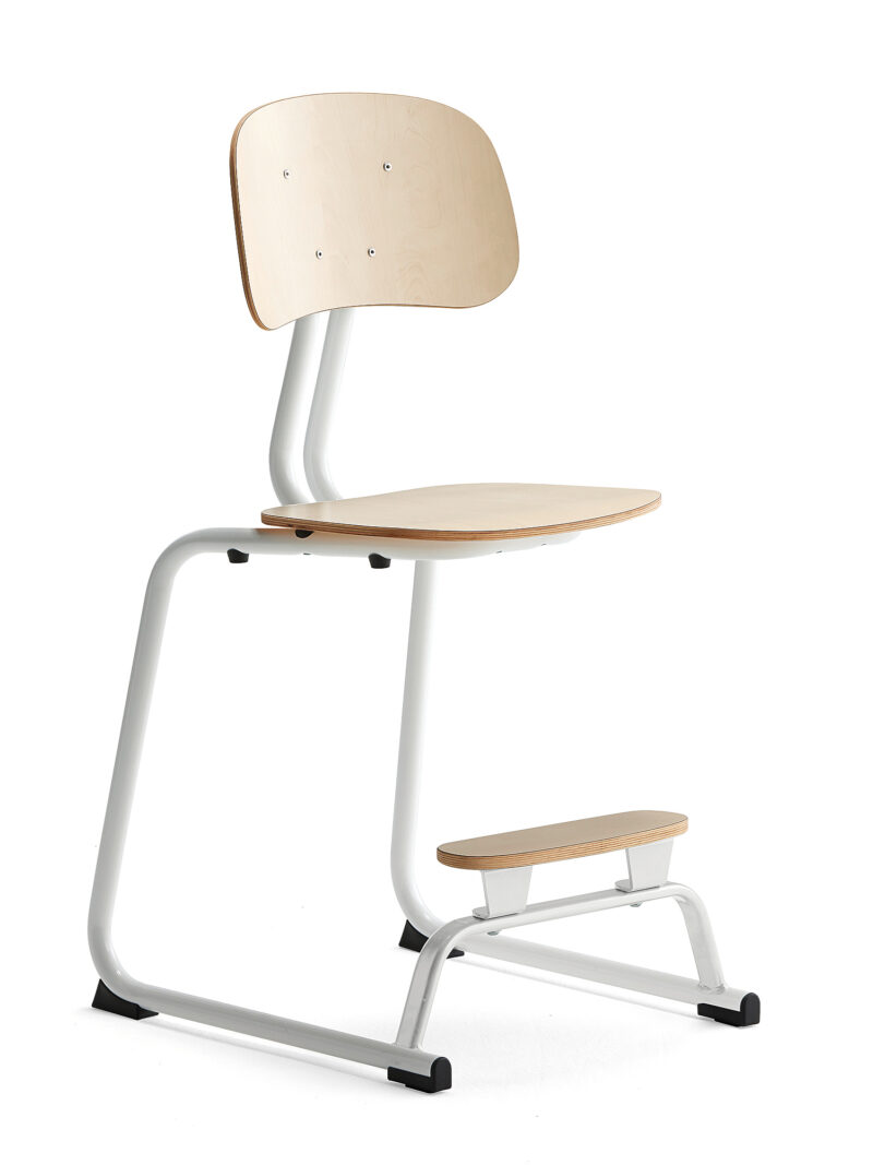 Krzesło szkolne YNGVE, płozy, biały, brzoza, 520 mm