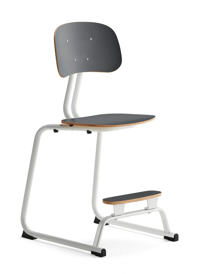 Krzesło szkolne YNGVE, płozy, biały, antracyt, H 520 mm