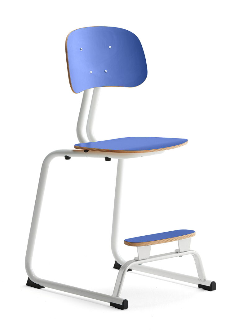 Krzesło szkolne YNGVE, płozy, biały, granatowy, 520 mm