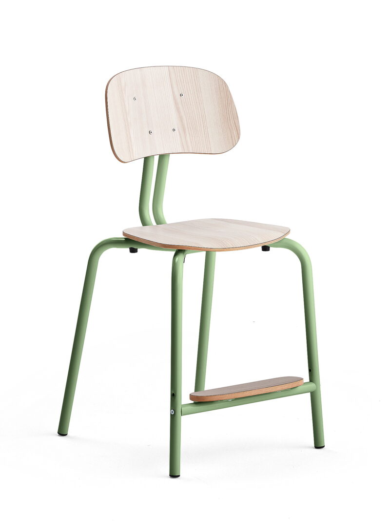 Krzesło szkolne YNGVE, 4 nogi, zielony, jesion, 520 mm