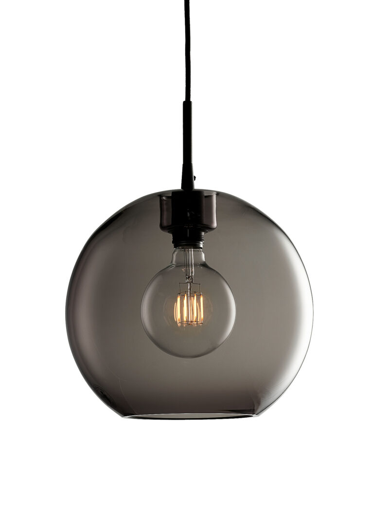 Lampa sufitowa GATSBY, czarny, szkło dymione