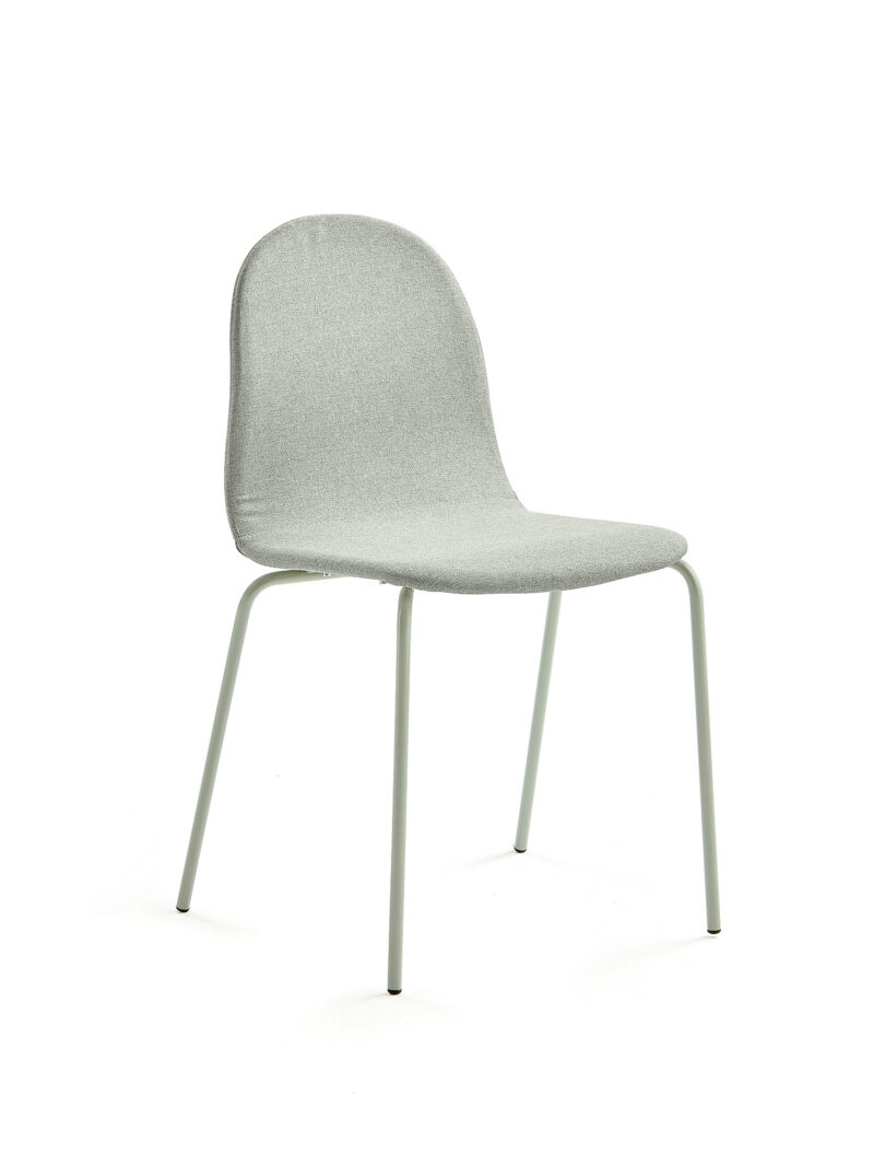 Krzesło GANDER, 4 nogi, siedzisko 450 mm, tkanina, zielonoszary
