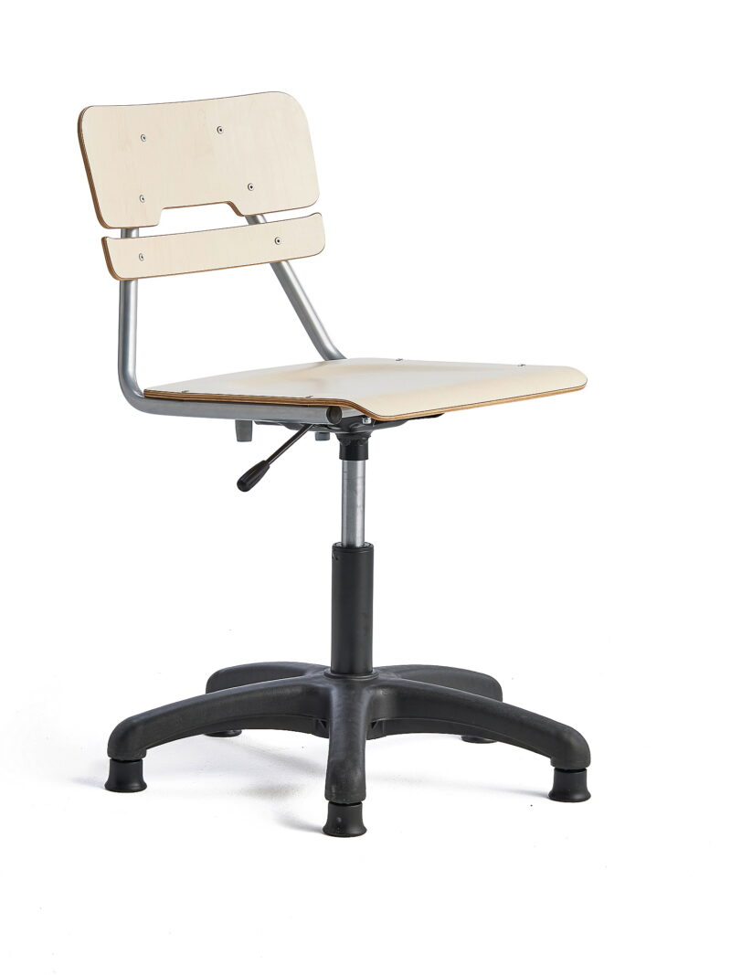 Krzesło LEGERE z regulacją wysokości, większe siedzisko, na ślizgaczach, 400-520 mm, brzoza
