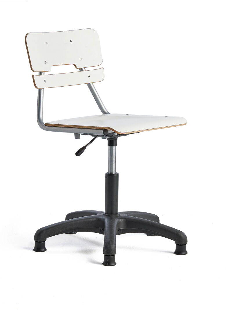 Krzesło LEGERE z regulacją wysokości, większe siedzisko, na ślizgaczach, 400-520 mm, biały