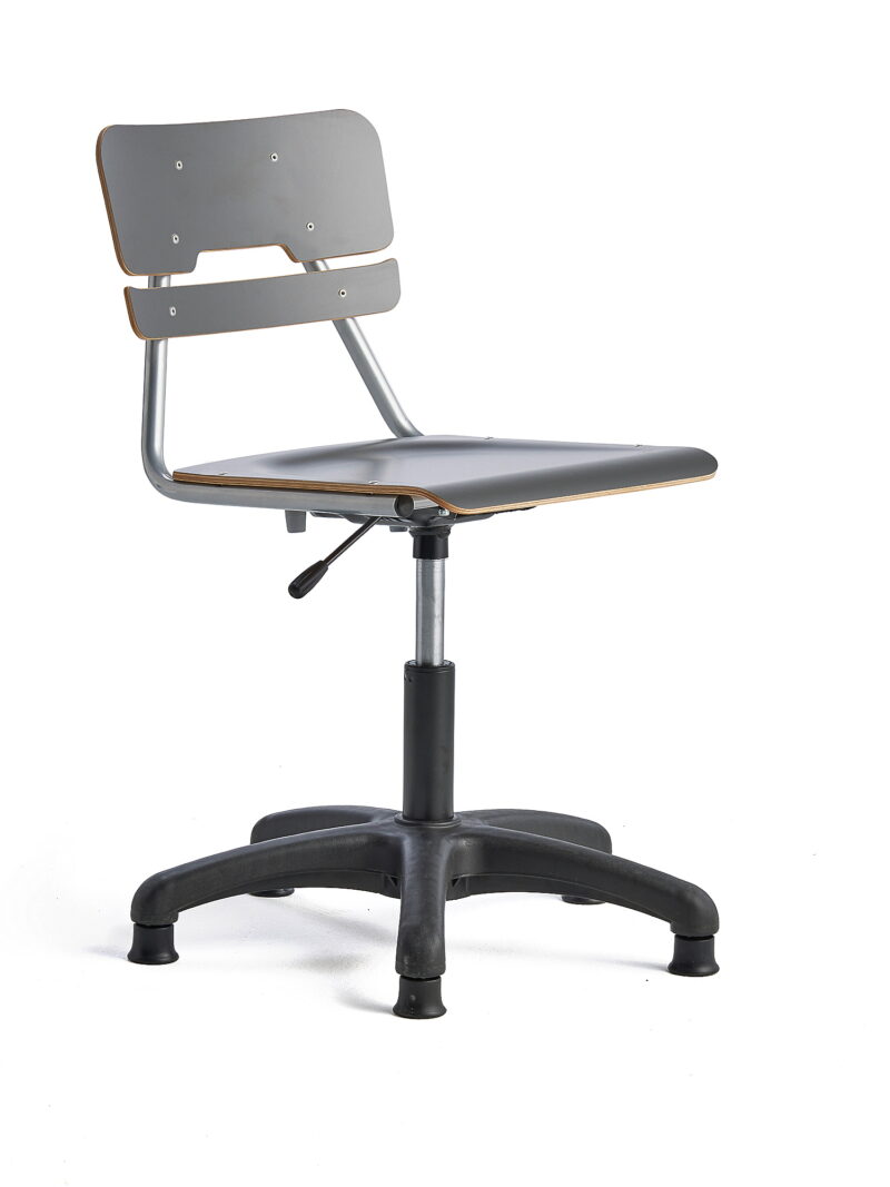 Krzesło LEGERE z regulacją wysokości, większe siedzisko, na ślizgaczach, 400-520 mm, antracyt