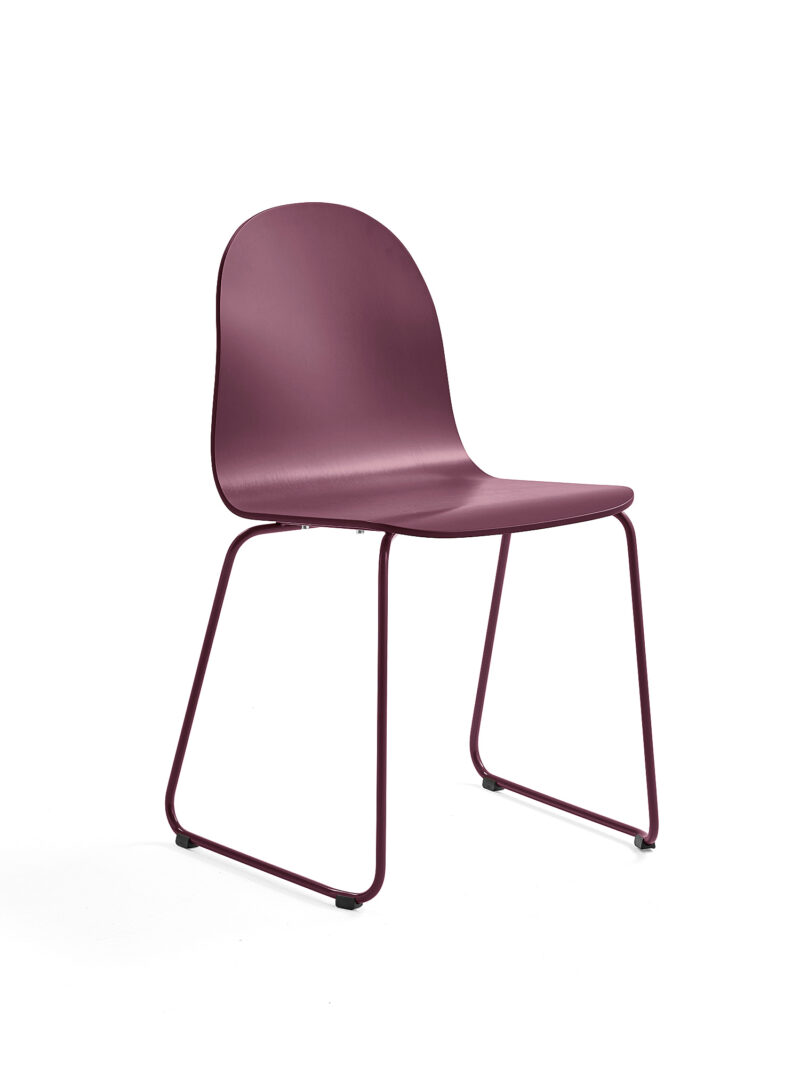 Krzesło GANDER, płozy, siedzisko 450 mm, lakierowany, ciemnoczerwony