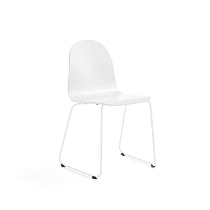 Krzesło GANDER, płozy, siedzisko 450 mm, lakierowany, biały