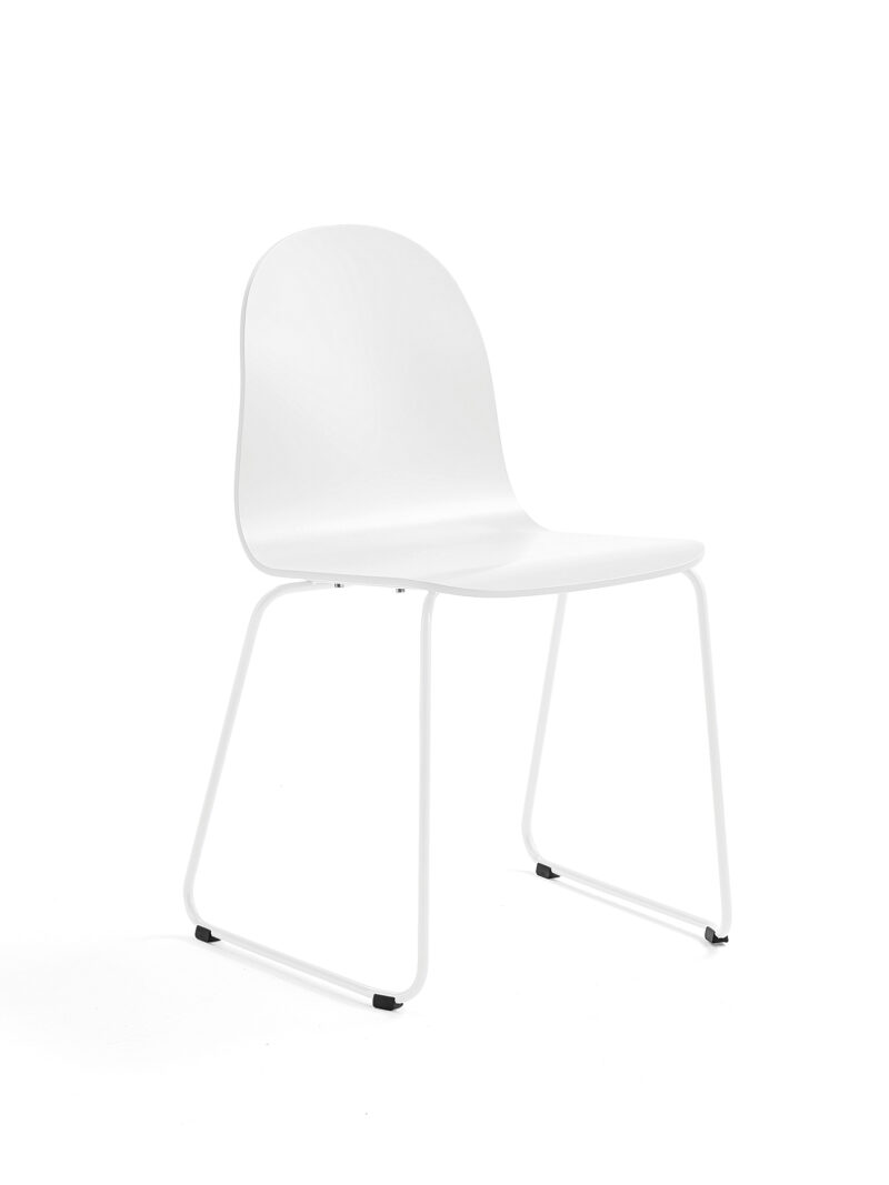 Krzesło GANDER, płozy, siedzisko 450 mm, lakierowany, biały