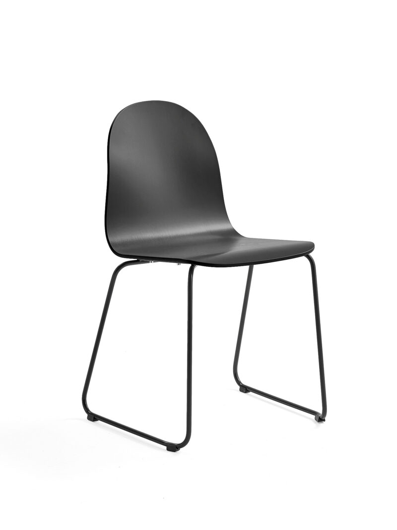 Krzesło GANDER, płozy, siedzisko 450 mm, lakierowany, czarny