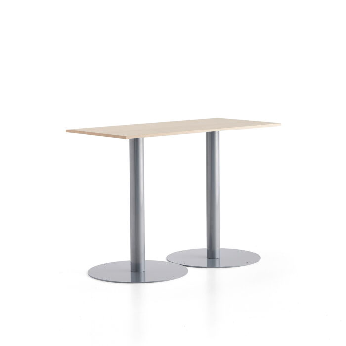 Stół barowy ALVA, 1400x700x1000 mm, srebrny, brzoza