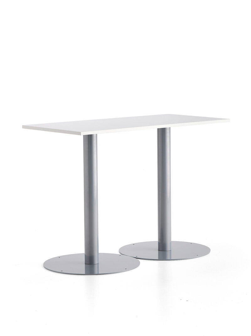 Stół barowy ALVA, 1400x700x1000 mm, srebrny, biały