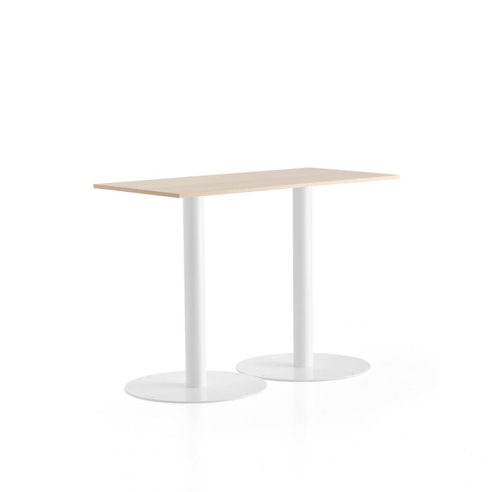 Stół barowy ALVA, 1400x700x1000 mm, biały, brzoza