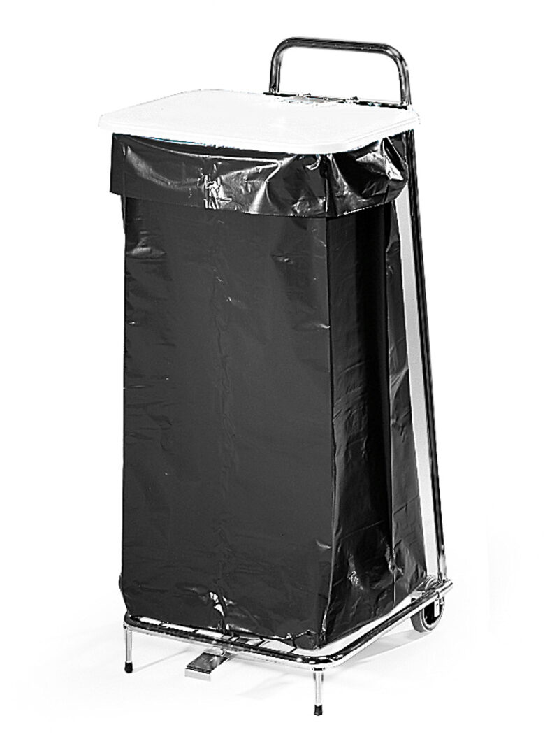 Stojak na worki na śmieci, 1050x430x450 mm, 125 L, biała pokrywa