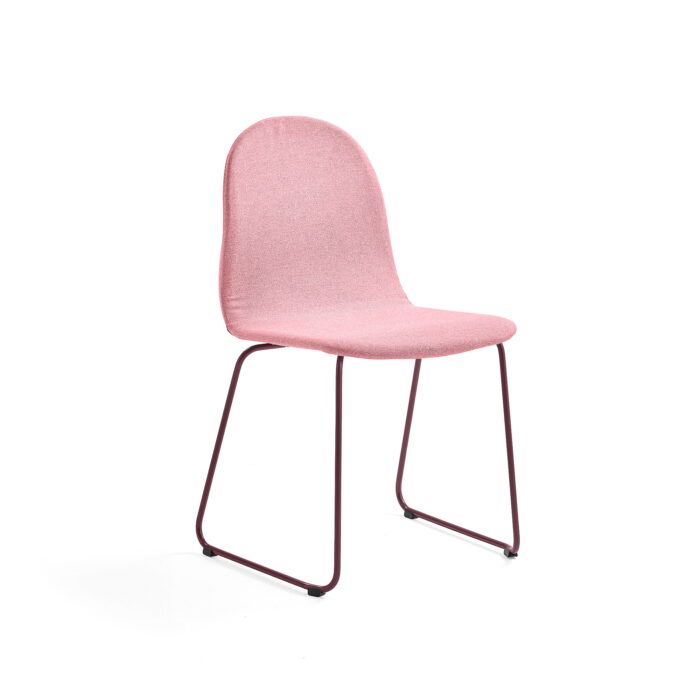 Krzesło GANDER, płozy, siedzisko 450 mm, tkanina, ciemnoczerwony