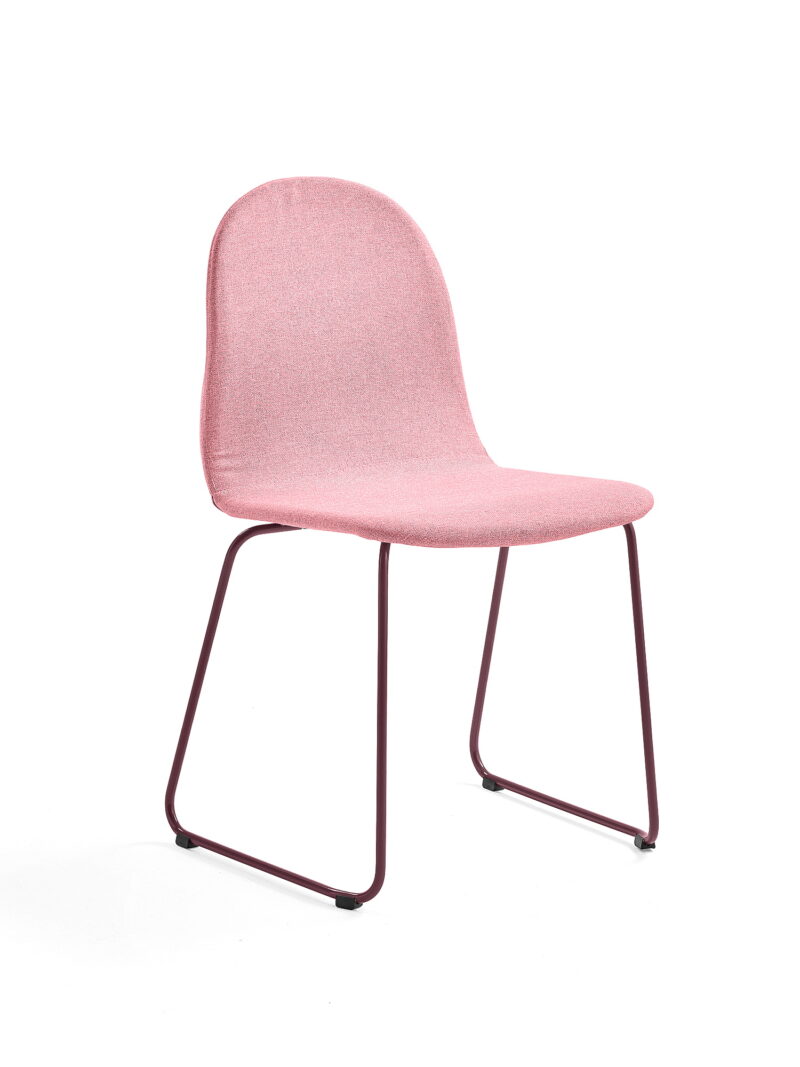 Krzesło GANDER, płozy, siedzisko 450 mm, tkanina, ciemnoczerwony