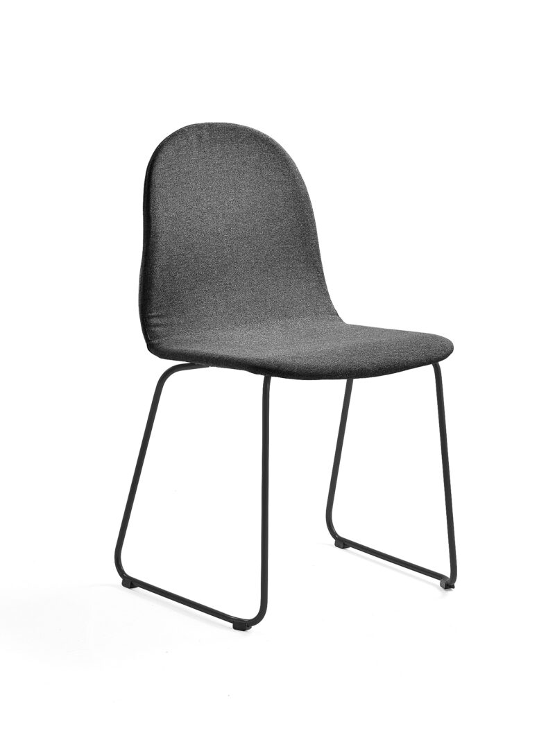 Krzesło GANDER, płozy, siedzisko 450 mm, tkanina, szary