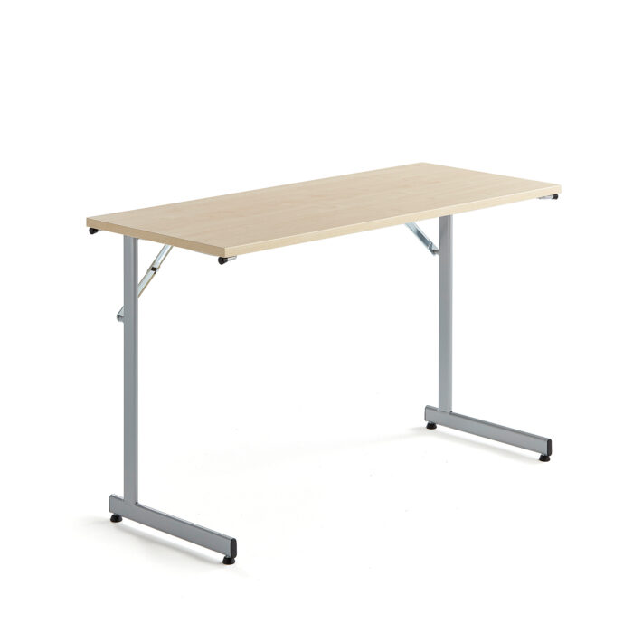 Stół konferencyjny CLAIRE, składany, 1200x500x720 mm, brzoza, szary aluminium
