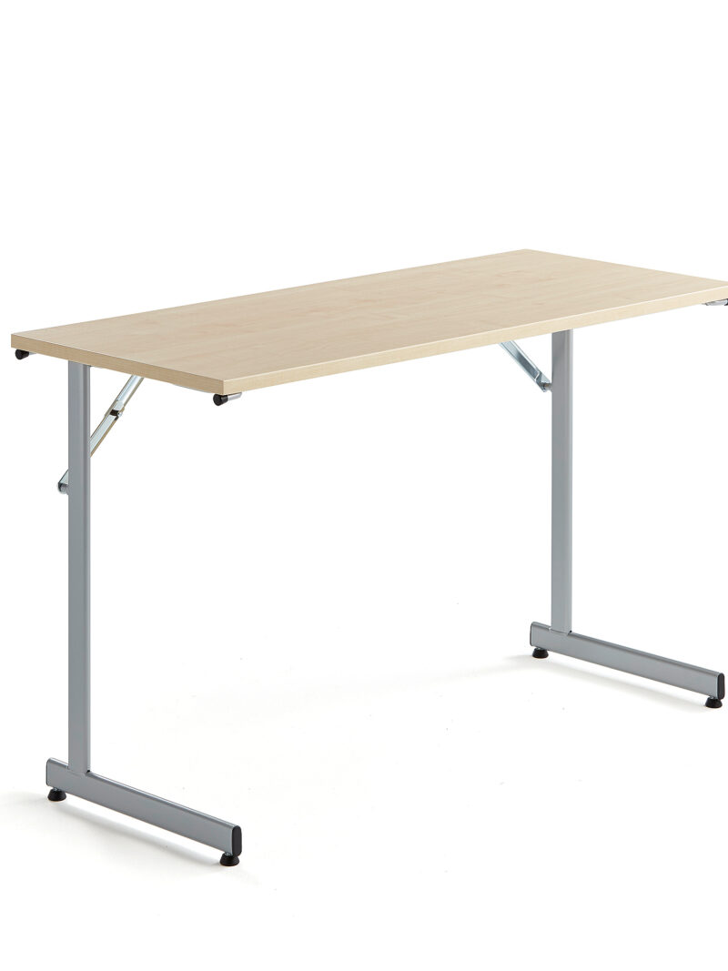 Stół konferencyjny CLAIRE, składany, 1200x500x720 mm, brzoza, szary aluminium