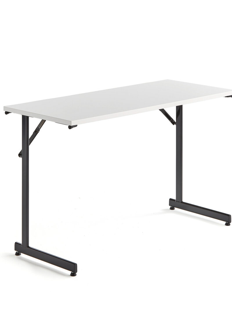 Stół konferencyjny CLAIRE, składany, 1200x500x730 mm, biały, czarny
